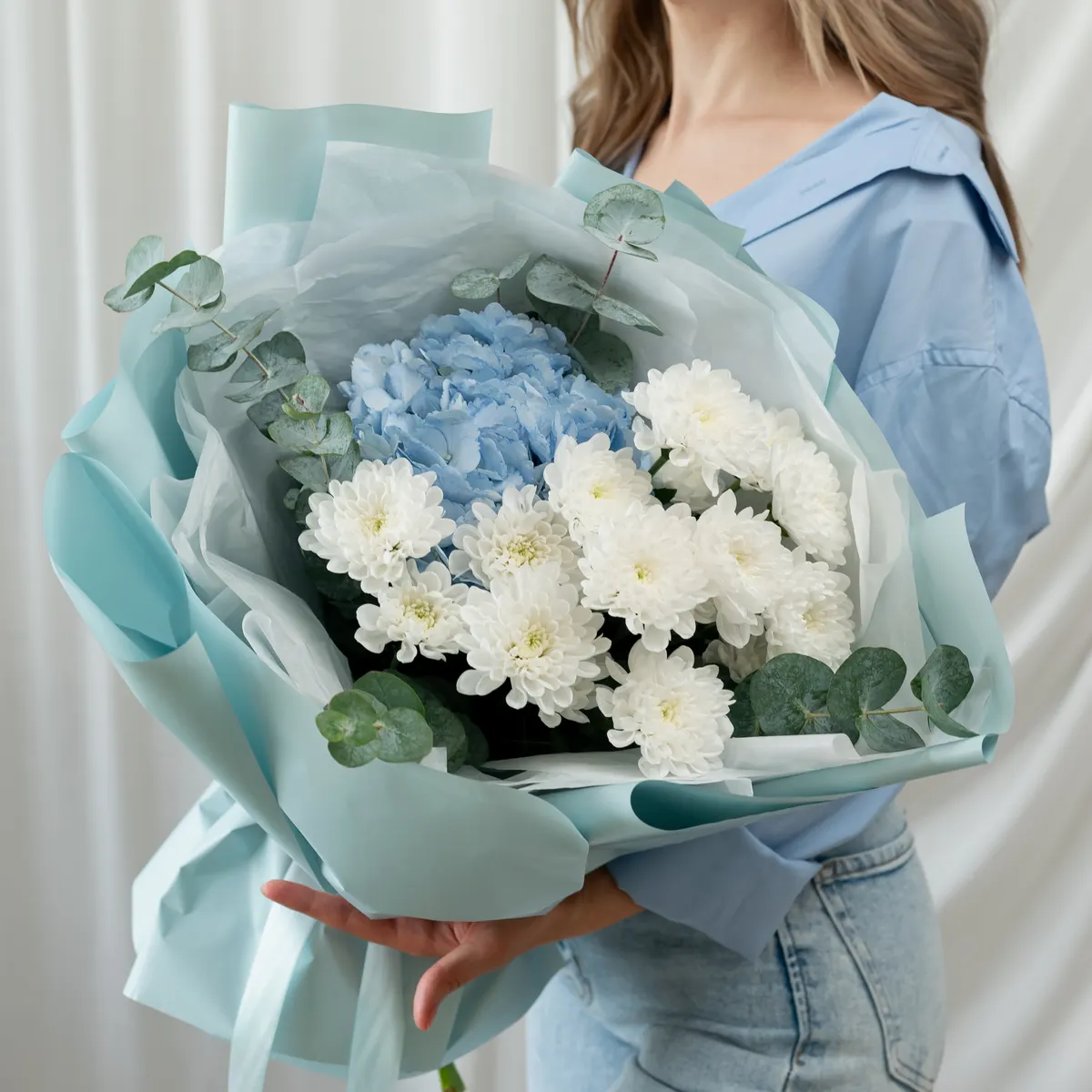 Сборный букет гортензия+хриза, ракурс 1 из 7