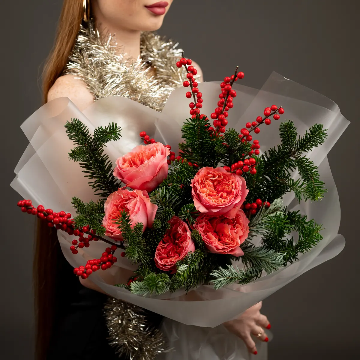Сборный букет в матовой упаковке, ракурс 1 из 7